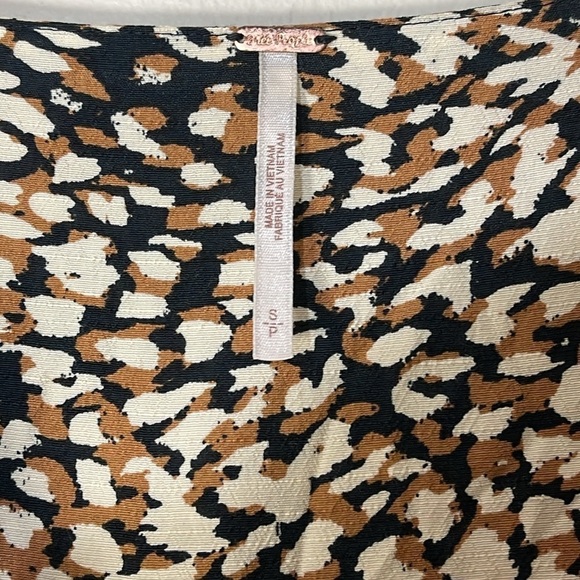 Free People French Quarter Wrap Mini Dress in Black Brown Combo Sz. Small - Picture 11 of 13